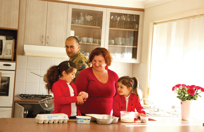 Photo of Defence (Army) family cooking in their kitchen